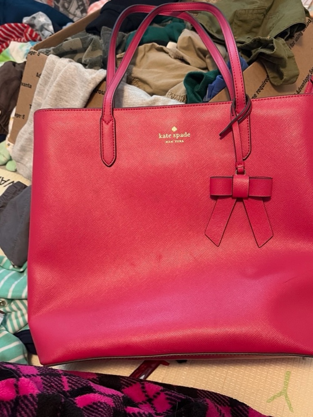 kate spade bright pink bow tote